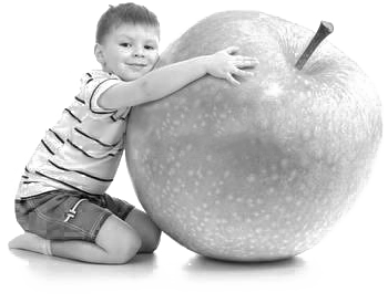 Boy Hugging Apple